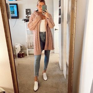 Long woven cardigan